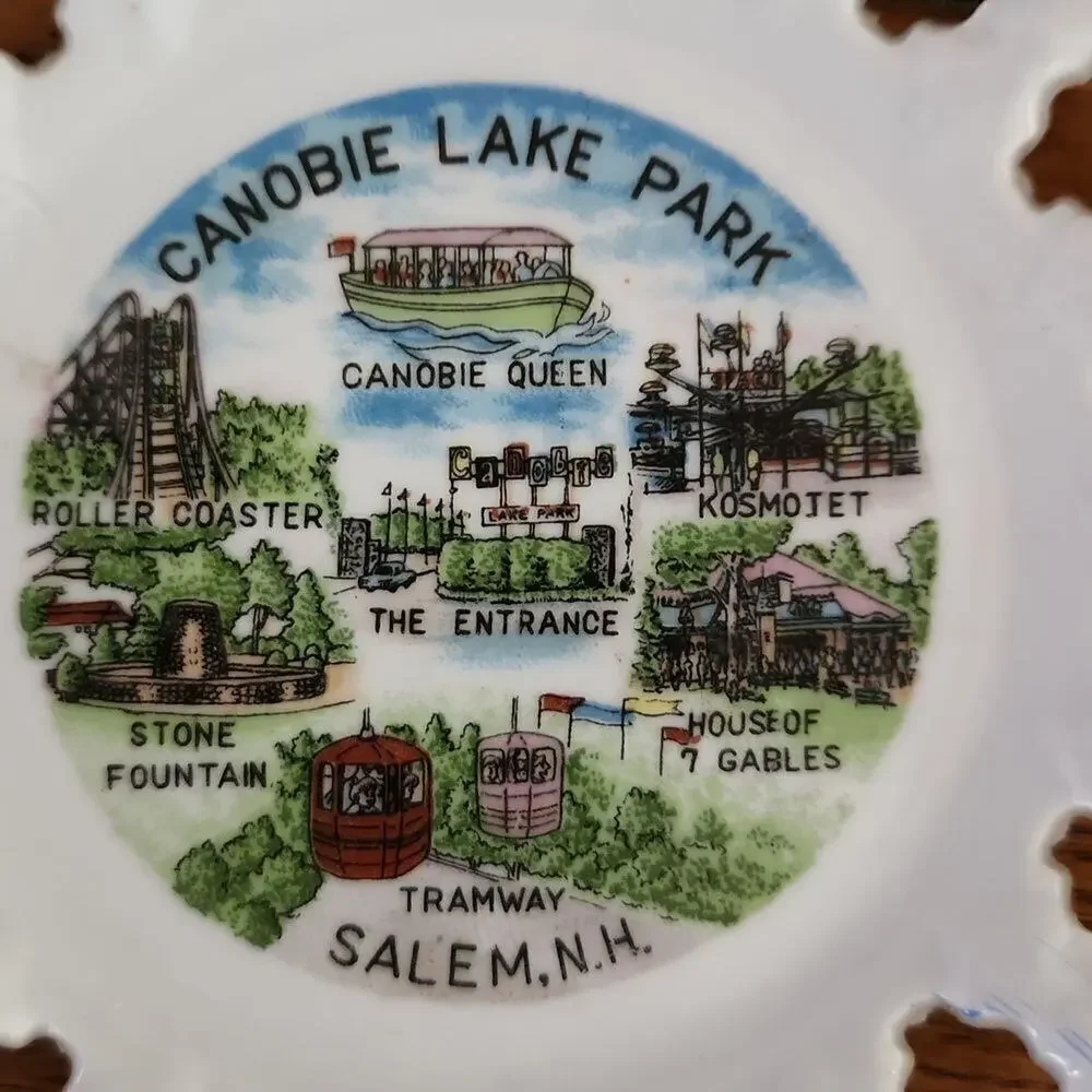 Vintage Canobie Lake Park New Hampshire souvenir lattice edge plate